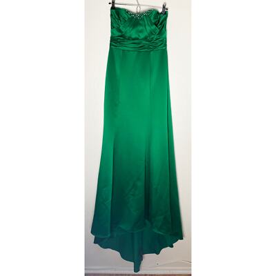 Alfred Angelo Womens Emerald Ruched Embellished Top Lace Up Formal Maxi Dress 6