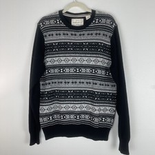 Original Weatherproof Vintage Sweater Mens Medium Fair Isle Black Holiday Jumper