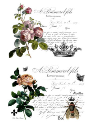 Vintage Image French Flower Labels Furniture Transfers Waterslide