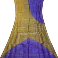 Namaste Vintage Blue Sarees 100 Pure Silk Printed Indian Sari 6YD Craft Fabric