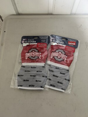 OHIO STATE BUCKEYES FOCO 2 PIECE FACE MASK COVERINGS Red Grey 2 Pack, New #6