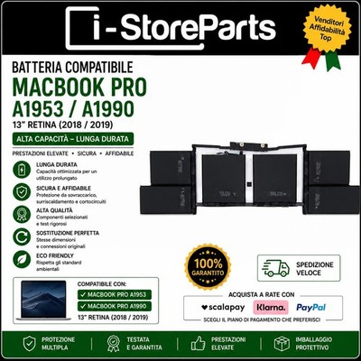 ERSATZAKKU A1953 FÜR APPLE MACBOOK PRO 15'' 2018 2019 A1990 7336mAh