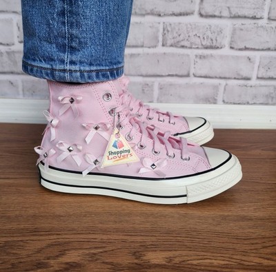  Converse Chuck 70 Hi Bow Studded Size 6.5 Men's Shoes Sneakers Pink A14444C 
