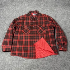Vintage Fieldmaster Shirt Jacket Mens XL Red Plaid Flannel Quilted Lined USA