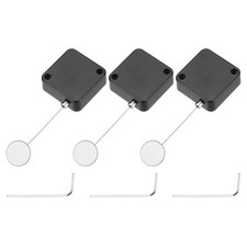 3.3 ft Retractable Cable Security Lock with Round Patch 600g, Black, 3 Pack