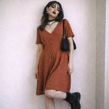 Forever 21+ Size 2x Dark Academia Earthy 90s Whimsygoth Rust Dress Cottagecore