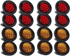 2.5" Inch round LED Marker Lights 13 Leds Reflectors, 8 Amber  8 Red 2 1/2" in