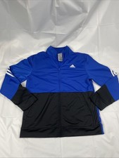 Adidas Track Jacket Youth XL 18-20 Full Zip Colorblock Blue Black And White