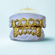 Custom Fit Grillz Hearts with Cuts/Dust (925 Sterling Silver/Multi Colors)