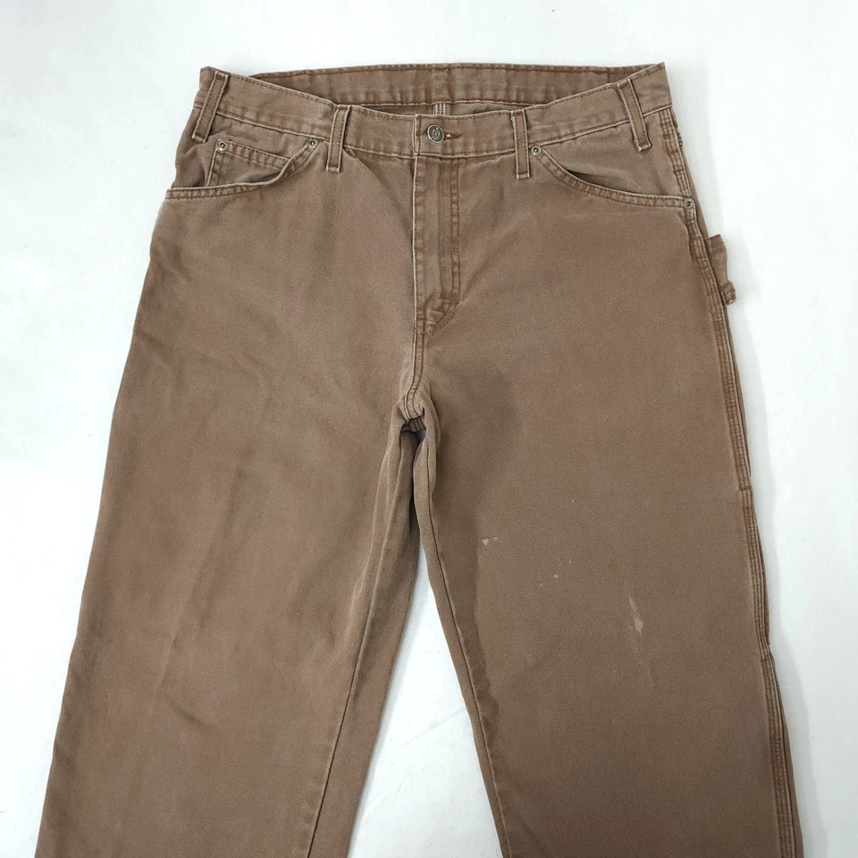 Vintage Dickies Relaxed Fit Brown Duck Canvas Carpenter Pants Mens 34x32 Work - Image 2 of 4