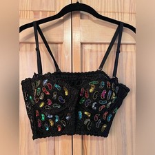 Black lace and sequin corset size Medium