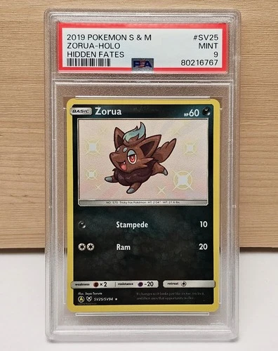 Pokemon Zorua SV25/SV94 Hidden Fates Shiny PSA 9 Mint 2019