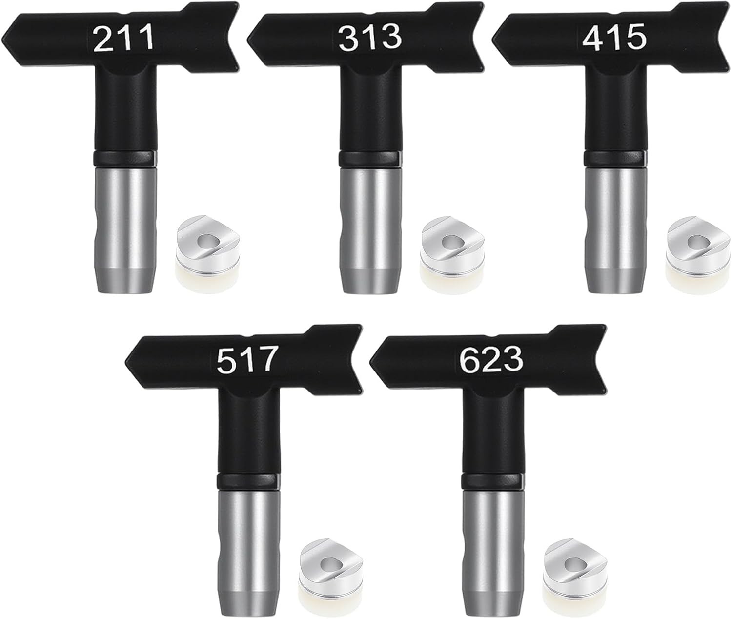 Tips, 5 Pcs Airless Paint Sprayer Tips Set (211/313/415/517/