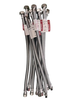 10 16 Water Supply Line1/2 Fip x 3/8 Comp LFBrass NutsUniversal Stainless Steel