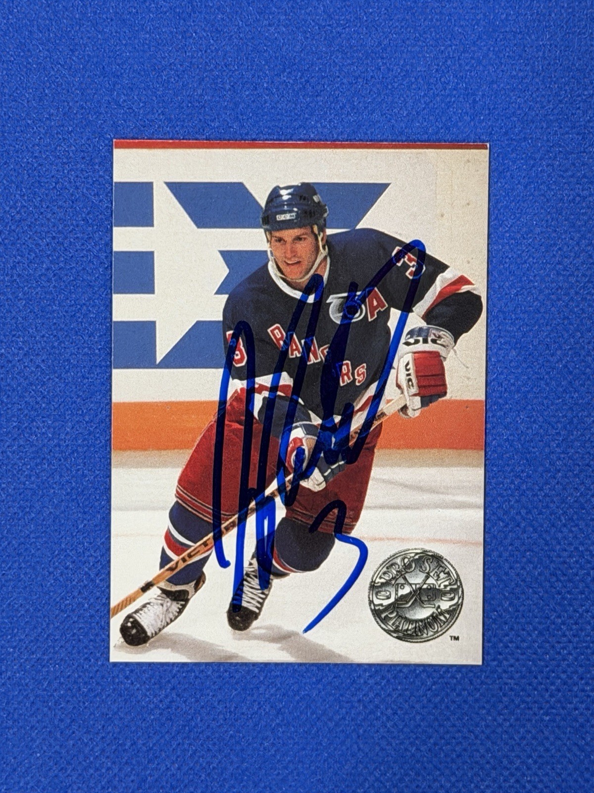 James Patrick Signed 1991-92 Pro Set Platinum Card #82 Rangers auto autograph F’