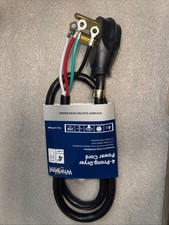 WHIRLPOOL PT400L Four Wire 10 AWG 4 Wire 30-Amp Dryer Power Cord 4 Ft