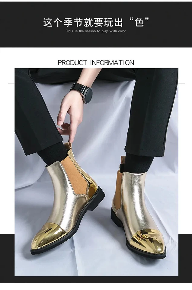 Мужские британские повседневные ботинки челси с заостренным носком высокий верх кожаные туфли размер - Изображение 3 из 4