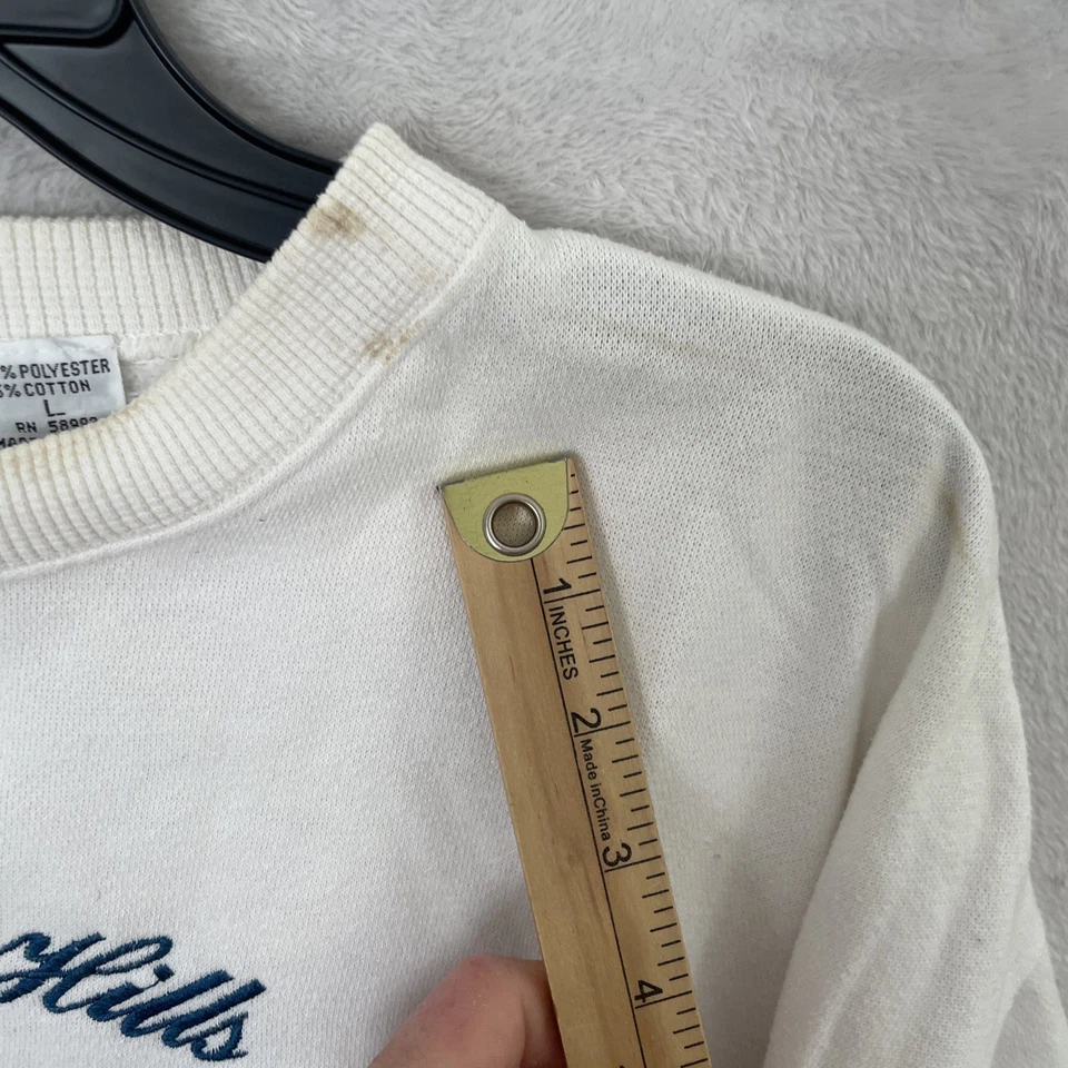Beverly Hills Polo Club Hombre Sudadera Bordada Blanca L De Colección Años 90 Manga Larga Foto 3 de 4