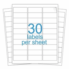 15000 - 1" x 2.625" Self Adhesive Address Labels 30 up per sheet 1" x 2 5/8" UPS