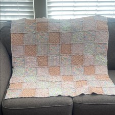Charming Rag Quilt in Orange and Pastel for baby
