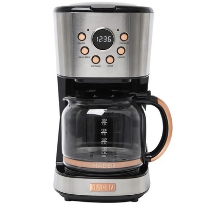 Haden Heritage 12 Cup Programmable Retro Coffee Maker, Steel/Copper (Open Box)