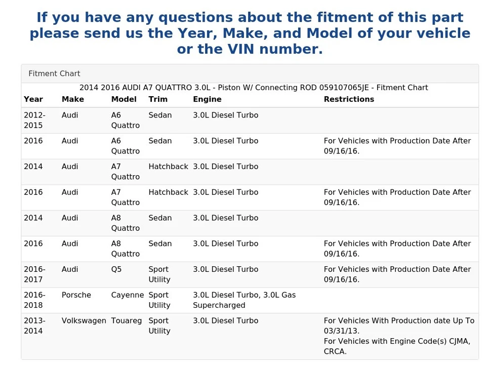 AUDI A7 QUATTRO 2014 2016 3,0 L - pistón con varilla de conexión 059107065 JE Foto 4 de 4