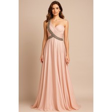 Jovani Blush Pink Jewel Embellished Chiffon Gown Dress