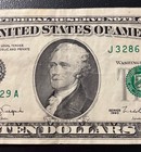 Ten Dollar Bill $10 1990 Older Note J32862629A Miscut Error sb2-26 — photo 3