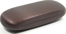 Nice Hard Clam Shell Eyeglasses Case Brown Protective Glasses w/ Cleaning Cloth