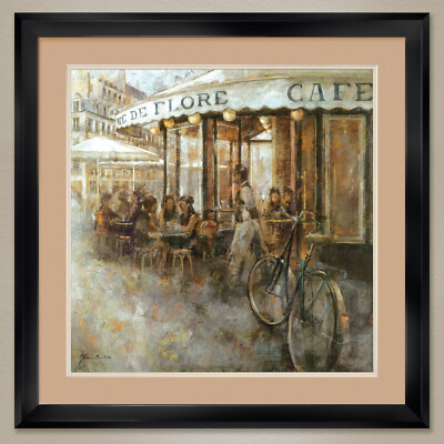 32W''x32H'': CAFE DE FLORE, PARIS by NOEMI MARTIN - DOUBLE MATTE, GLASS and FRAME