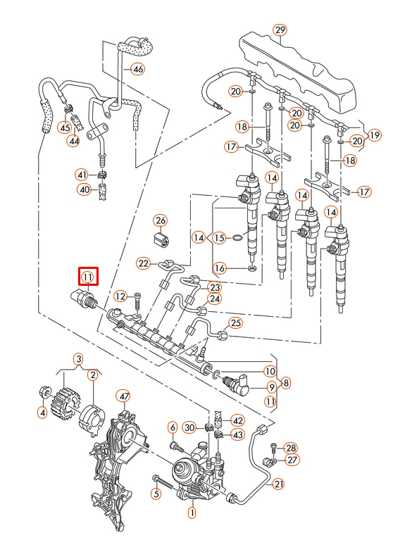 NUEVO SENSOR DE PRESIÓN DE RIEL DE COMBUSTIBLE AUDI A6 C7 04L906054 2016 2,0 DIÉSEL 04L-906-054 Foto 2 de 4