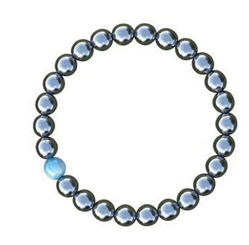 Natural Hematite Stone Blue Bead Stretch Bracelet Anti-Stress Anxiety Worry Gift - Picture 3 of 12