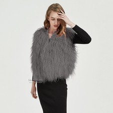 Mongolian Sheepskin Wool Vest In Charcoal