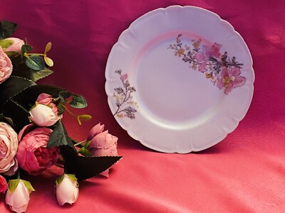 Carlsbad Austria Luncheon Plate China Pink Flowers 7 5/8 