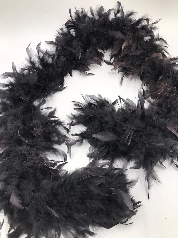 Lote De Colección Boa De Plumas Y Hawaiano Lei Lay - Disfraz Negro Drag Dress Up Foto 3 de 4