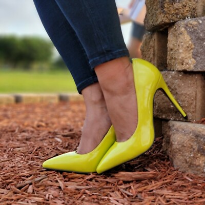 neon pointed heels