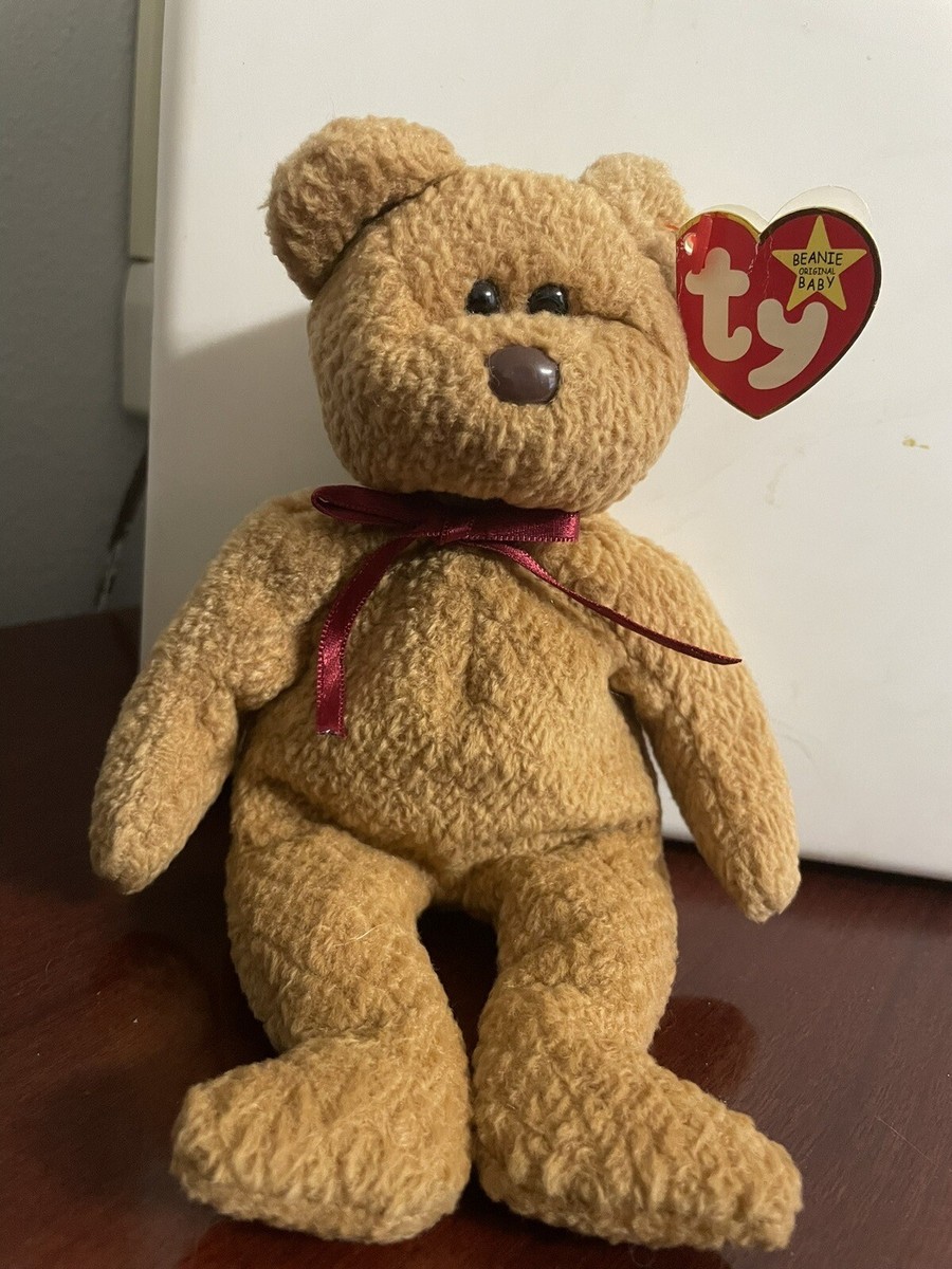 Rare Retired Ty Beanie Baby Curly The Bear 1993 1996 Bear With Numerous  Errors