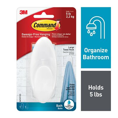 #ad #ad Command Large Towel Hook with Water Resistant Strips BATH17 ES ClearFrosted $7.99