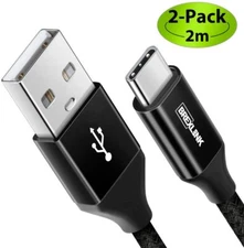 New BREXLINK Type C CHARGING CABLE 2-Pack USB C To USB A 6 Ft Nylon Charger NIB