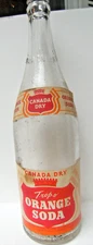Canada Dry, TROP-O, Orange soda bottle, 28 oz., paper label. Late 1940's-50's