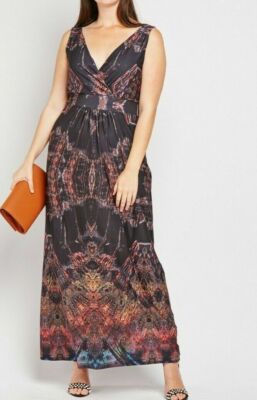 BODYFLIRT BLACK MIRROR AZTEC PRINT MAXI DRESS Size XL rrp £39.99 YB017 BB 10