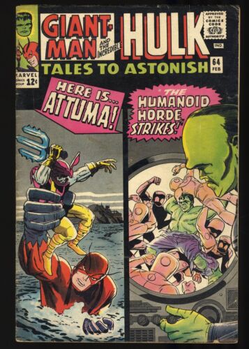 Tales To Astonish #64 VG 4.0 Attuma ! Housse Kirby ! Script de Stan Lee ! Marvel 1965 - Photo 1 sur 2