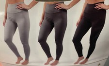 Womens Fleece Leggings Soft Plush Lining Elastic Waistband Dark Grey Size S/M