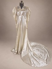 Vintage 1930s/40s Liquid Silk Satin  Lace Wedding Dress Sz S