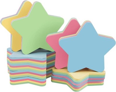 Star Sticky Notes - 1000 Sheets Mixed 4 Color Bulk Sale Sticky Memo Post Memo...