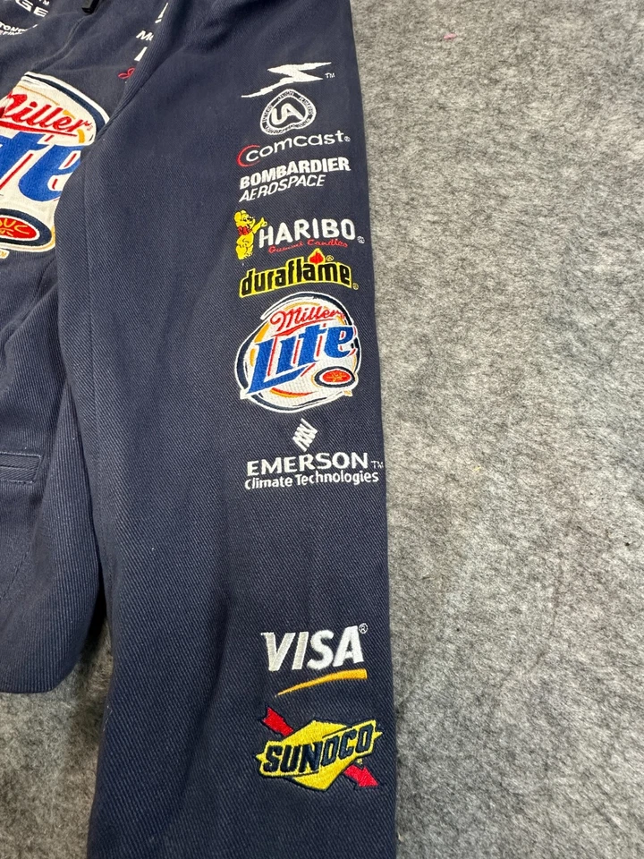 Chaqueta vintage Miller Lite para mujer oxidada Wallace Chase Authentics LG NASCAR USADA EN EXCELENTE ESTADO Foto 3 de 4