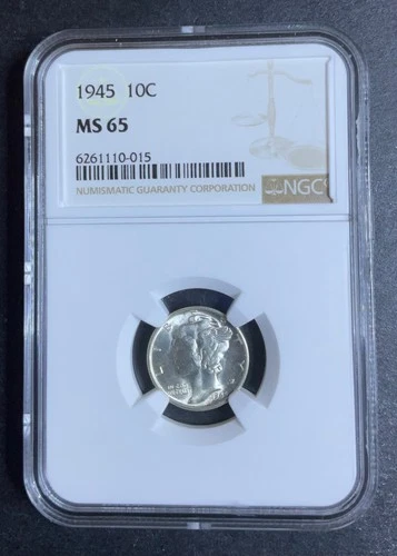 1945-S Mercury Dime MS65 NGC Brown Label White Beauty Full cartwheel Effect