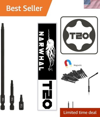 Precision T20 Torx Bit Set - Extra Long Magnetic Tips for Easy Use (3 Pack)