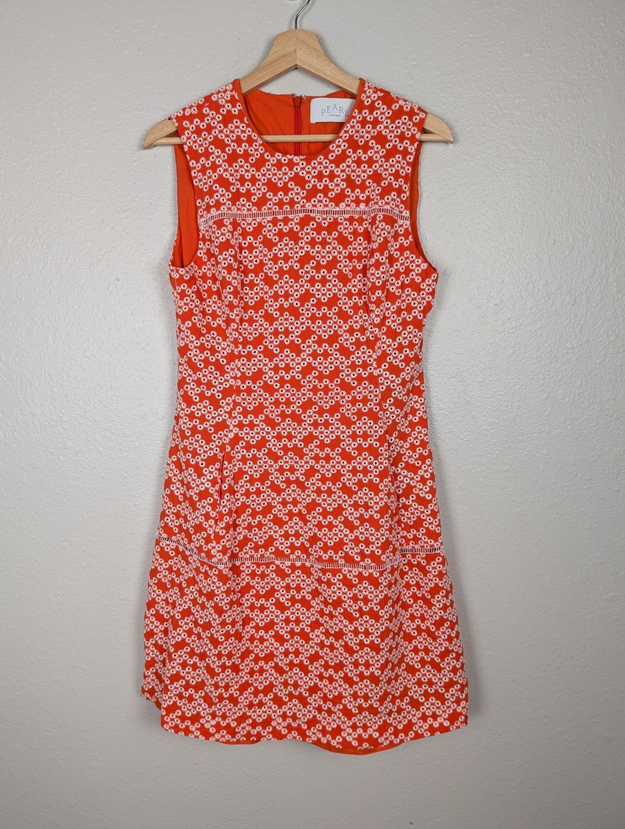Pearl By Lela Rose Dress Womens 6 Daisy Floral Sleeveless Pockets Made in USA