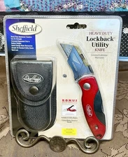 Sheffield Red Heavy Duty Lockback Utilityknife With Pouch & 6 Blades 2006 12331